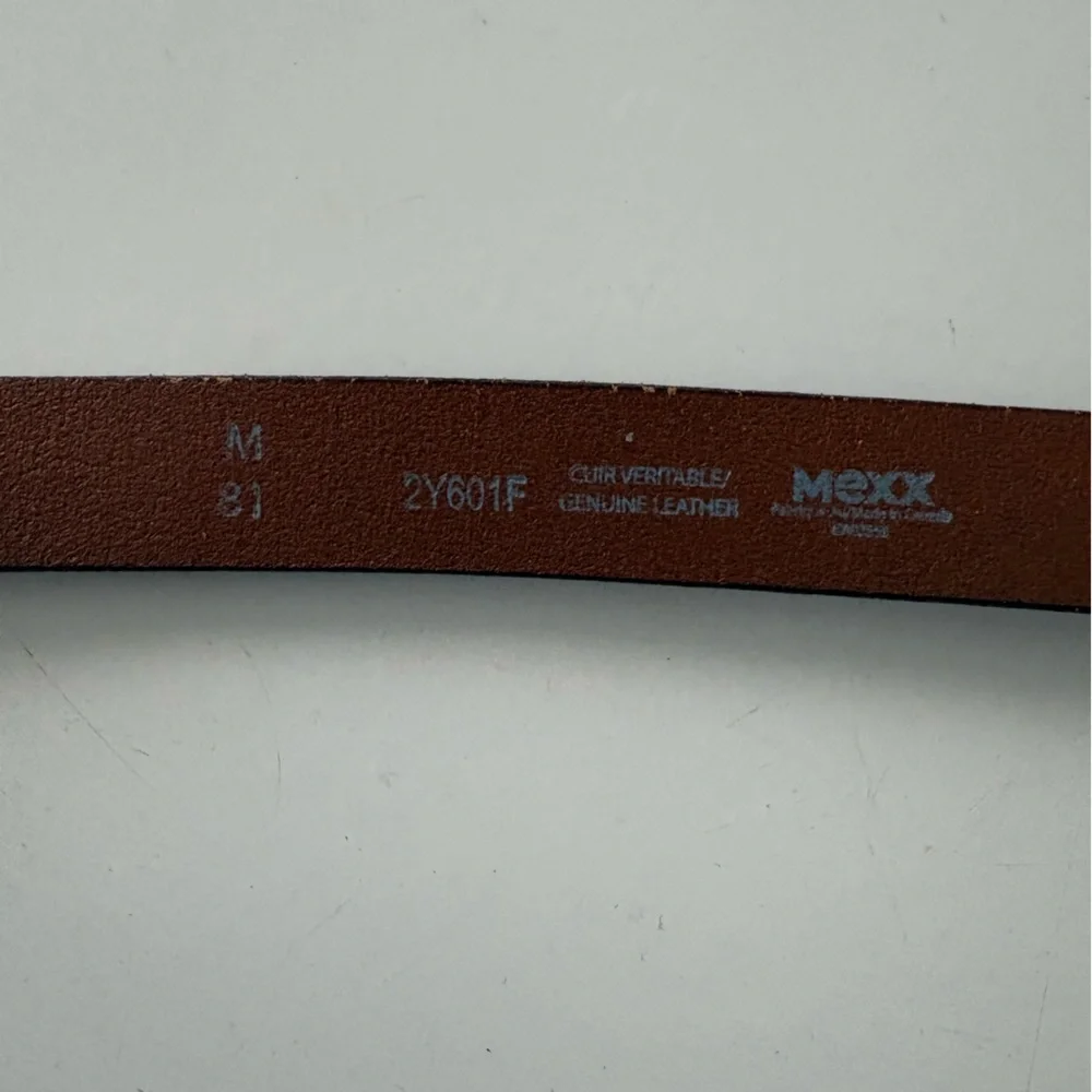 Mexx Burgundy Leather Belt with Silver Buckle - Picture 4 of 7